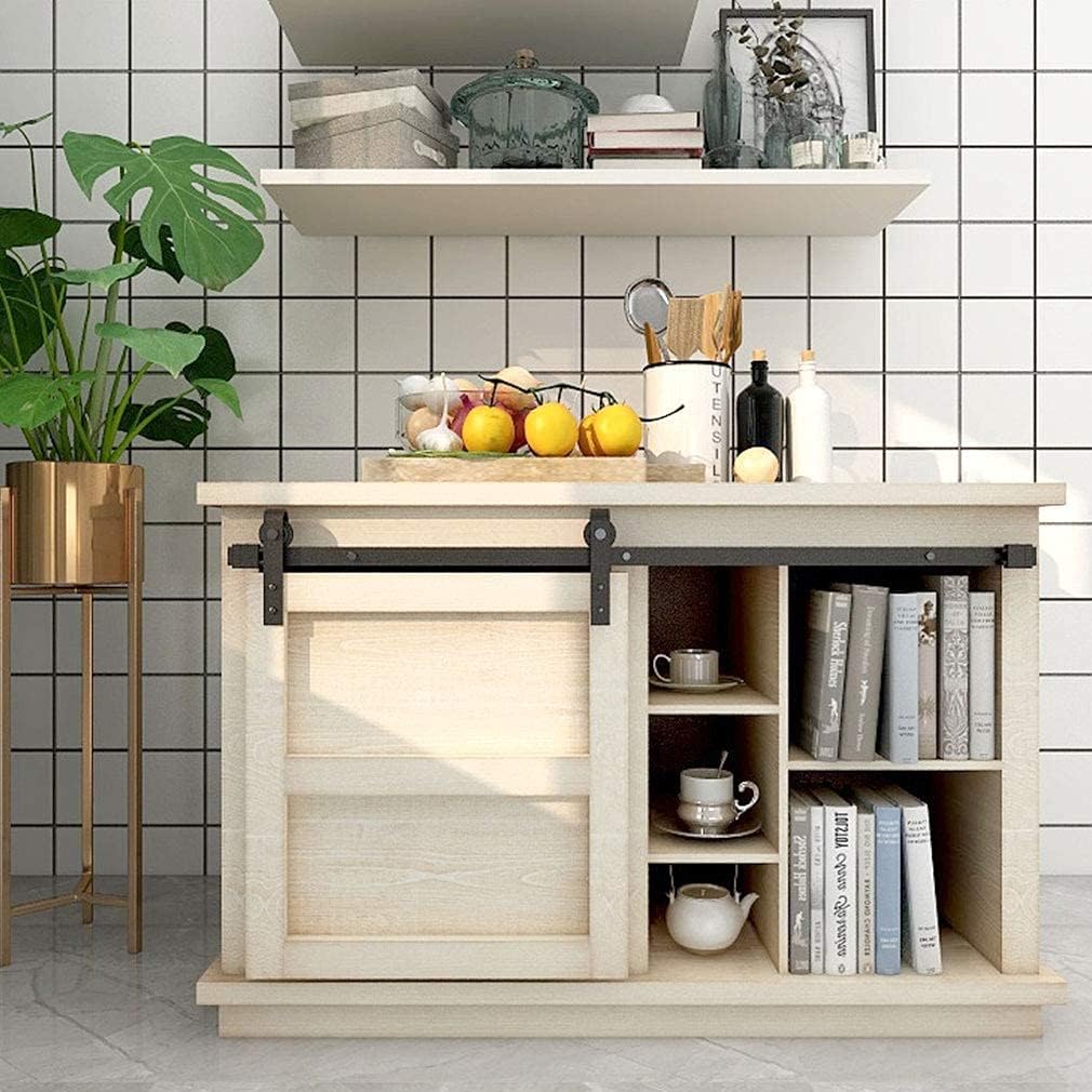 TSMST 3.5FT Cabinet Mini Sliding Barn Door Hardware Kit, Single Barn Door Track Set, Apply for Storage Window TV Stand Closet (No Cabinet)