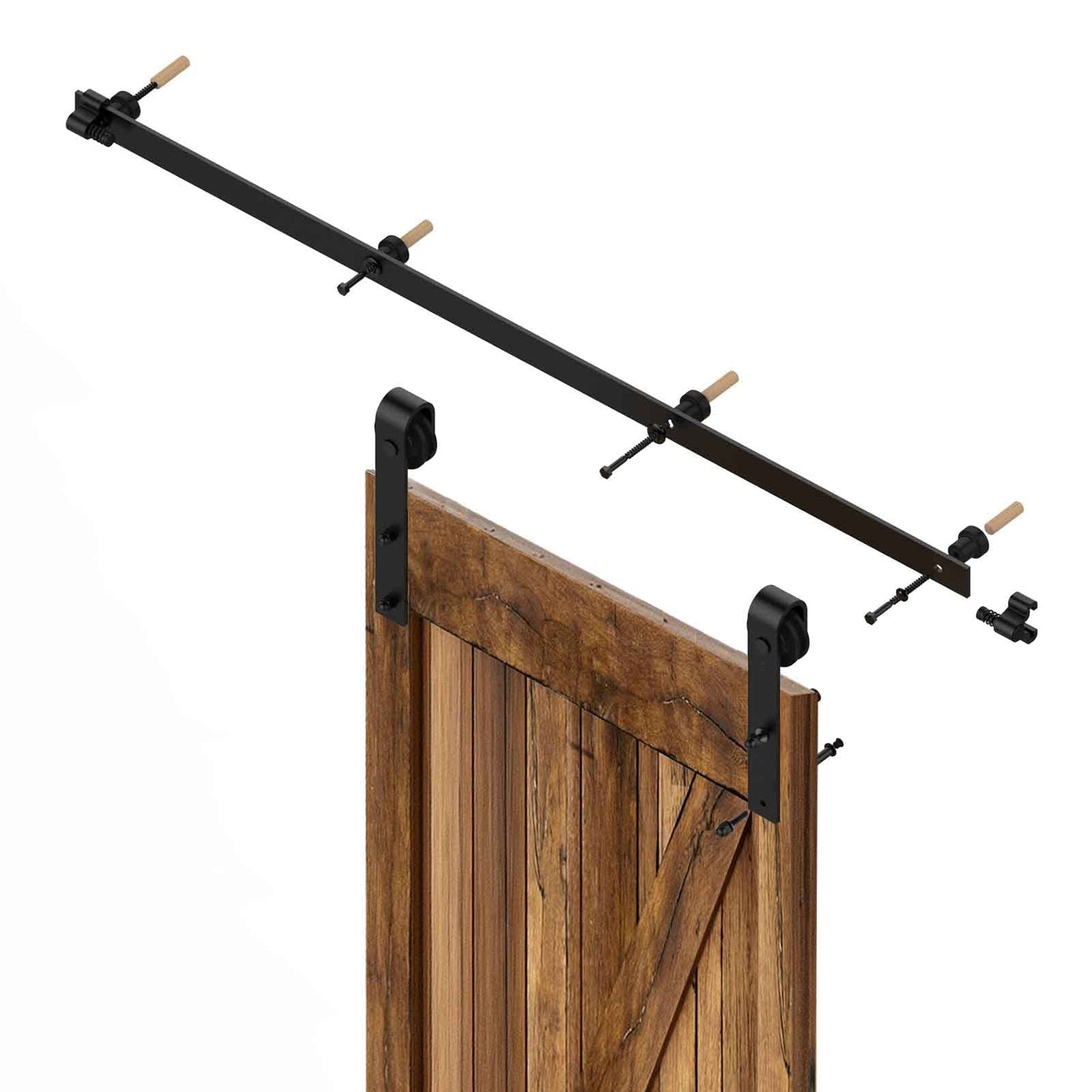 213cm/7FT Schiebetürbeschlag Set Schiebetürsystem Zubehörteil für Schiebetüren Innentüren, Schwarz/Sliding Barn Door Hardware Kit