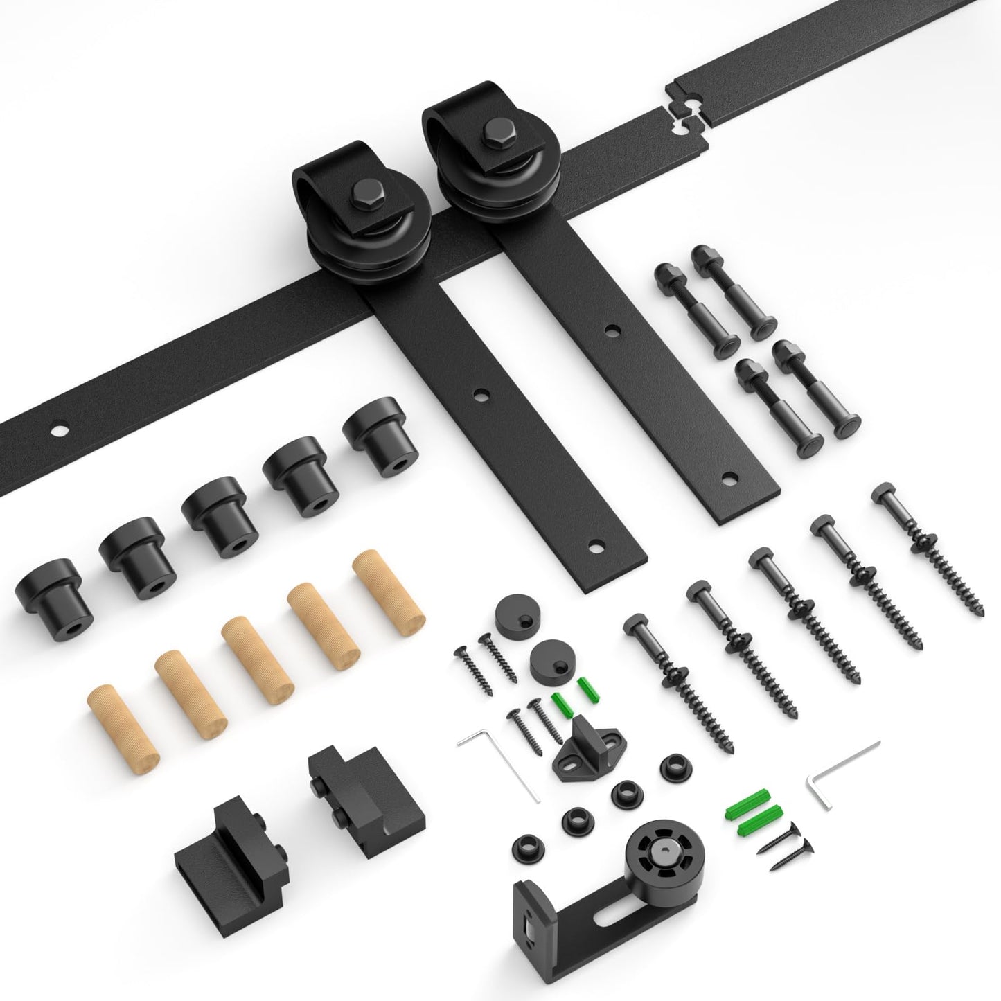 TSMST 6.6FT/203CM Sliding Door Track Kit, Internal Barn Sliding Wood Doors Rail Mount Hangers Black for Single Door,J Shape