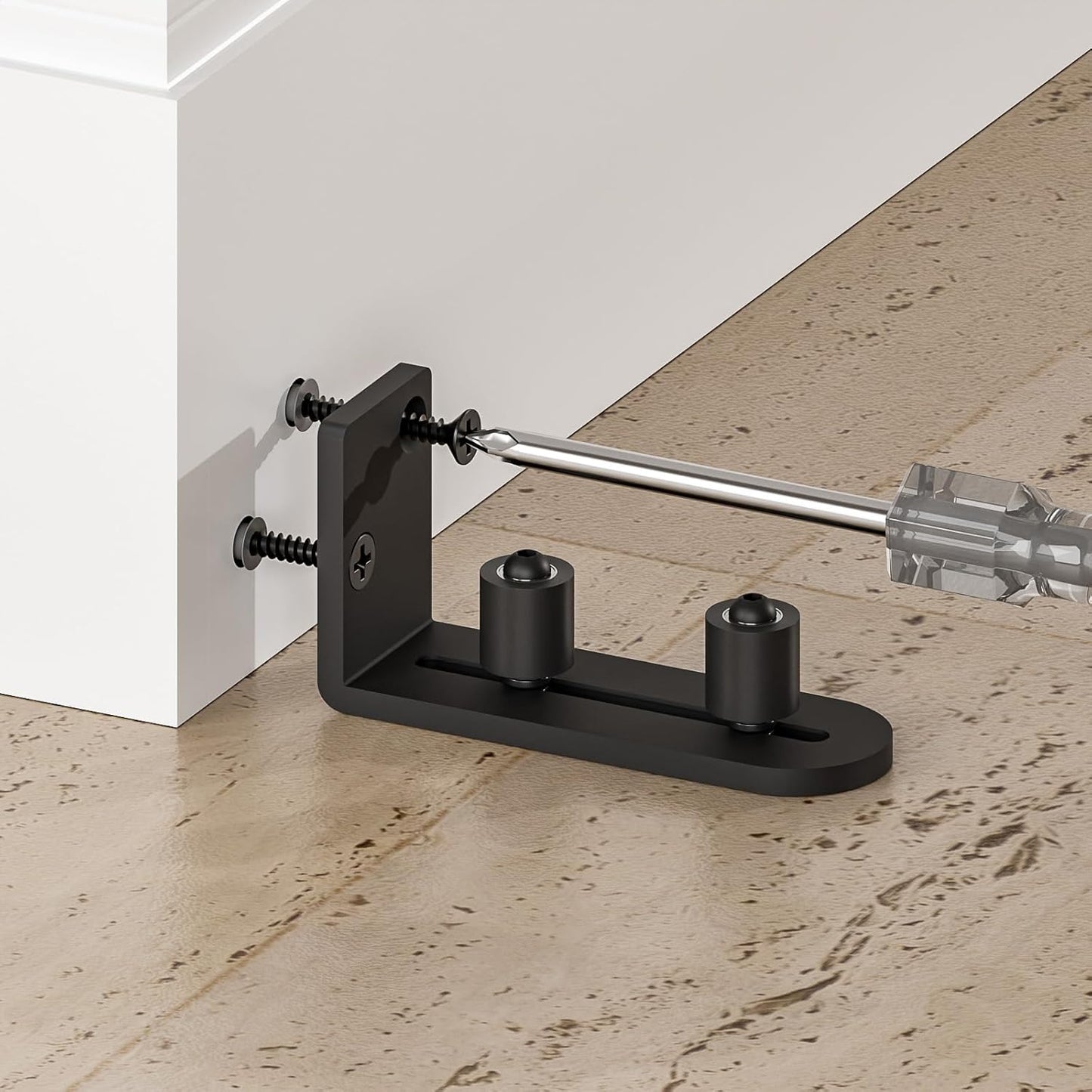 TSMST Bodenführung Schiebetür Fit Max 7cm Dicke Tür, Doppelroller Schiebetür Führung Boden, Glatt und Leise