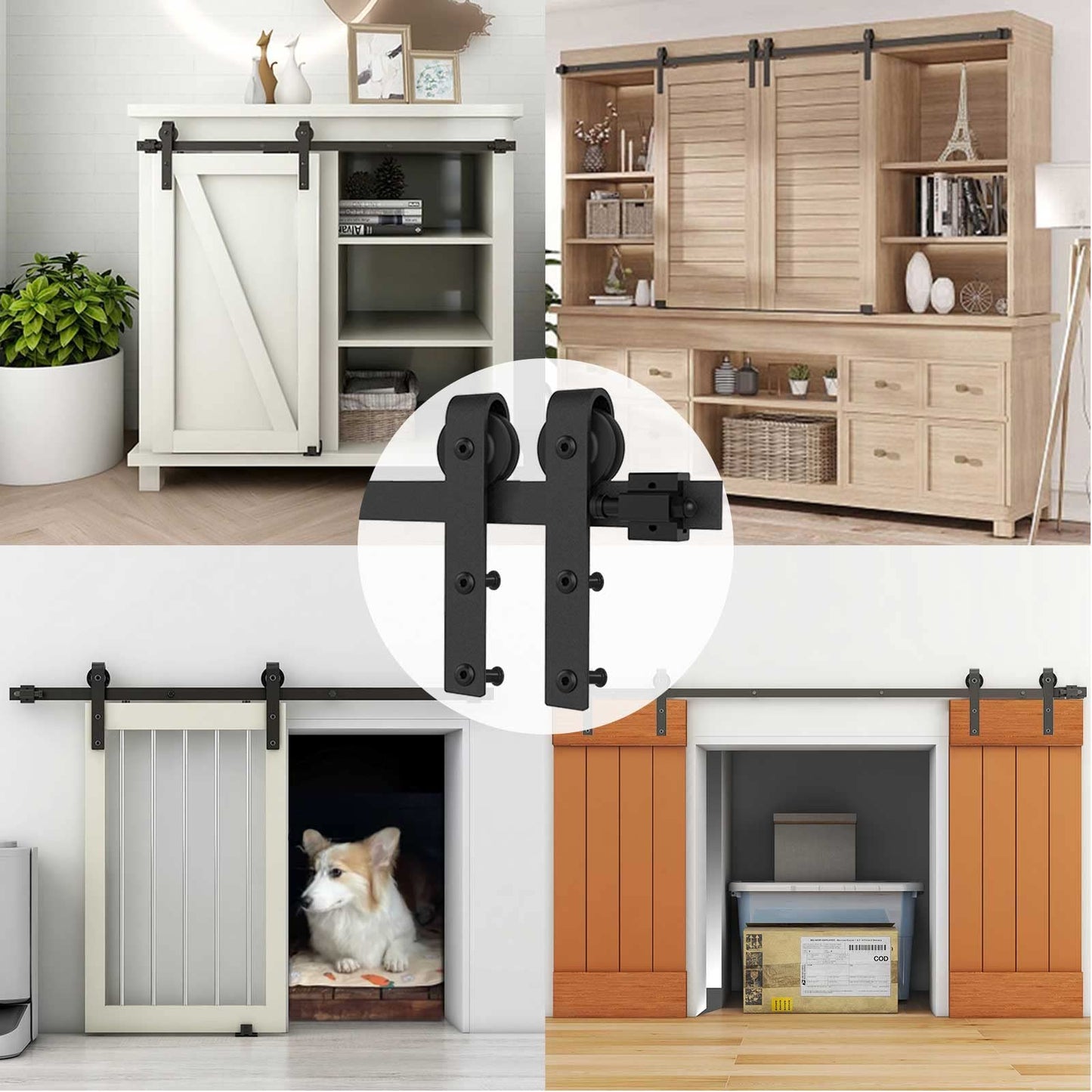 TSMST 4FT Cabinet Mini Sliding Barn Door Hardware Kit, Single Barn Door Track Set, Apply for Storage Window TV Stand Closet (No Cabinet)