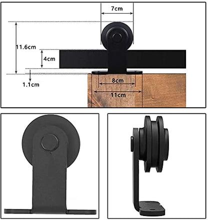 TSMST 5.5FT/173CM Sliding Door Track Kit, Internal Barn Sliding Wood Doors Rail T Mount Hangers Black for Single Door