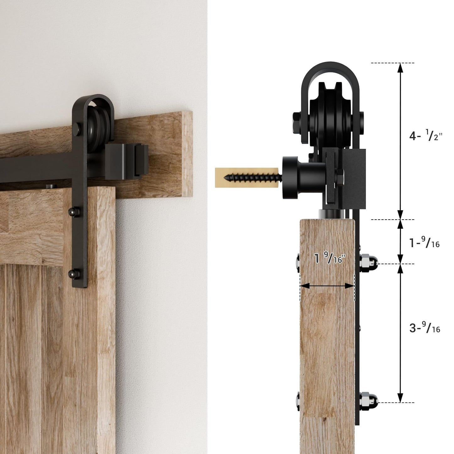 TSMST 6FT/183CM Sliding Door Track Kit, Internal Barn Sliding Wood Doors Rail Mount Hangers Black for Single Door,J Shape
