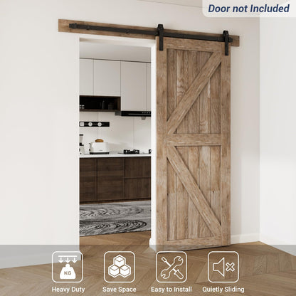 TSMST 6FT/183CM Sliding Door Track Kit, Internal Barn Sliding Wood Doors Rail Mount Hangers Black for Single Door,J Shape