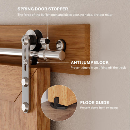TSMST 200CM/6.6FT Sliding Door Track Barn Door Hardware Kit Closet Rail Roller Accessory Stainless Steel Material