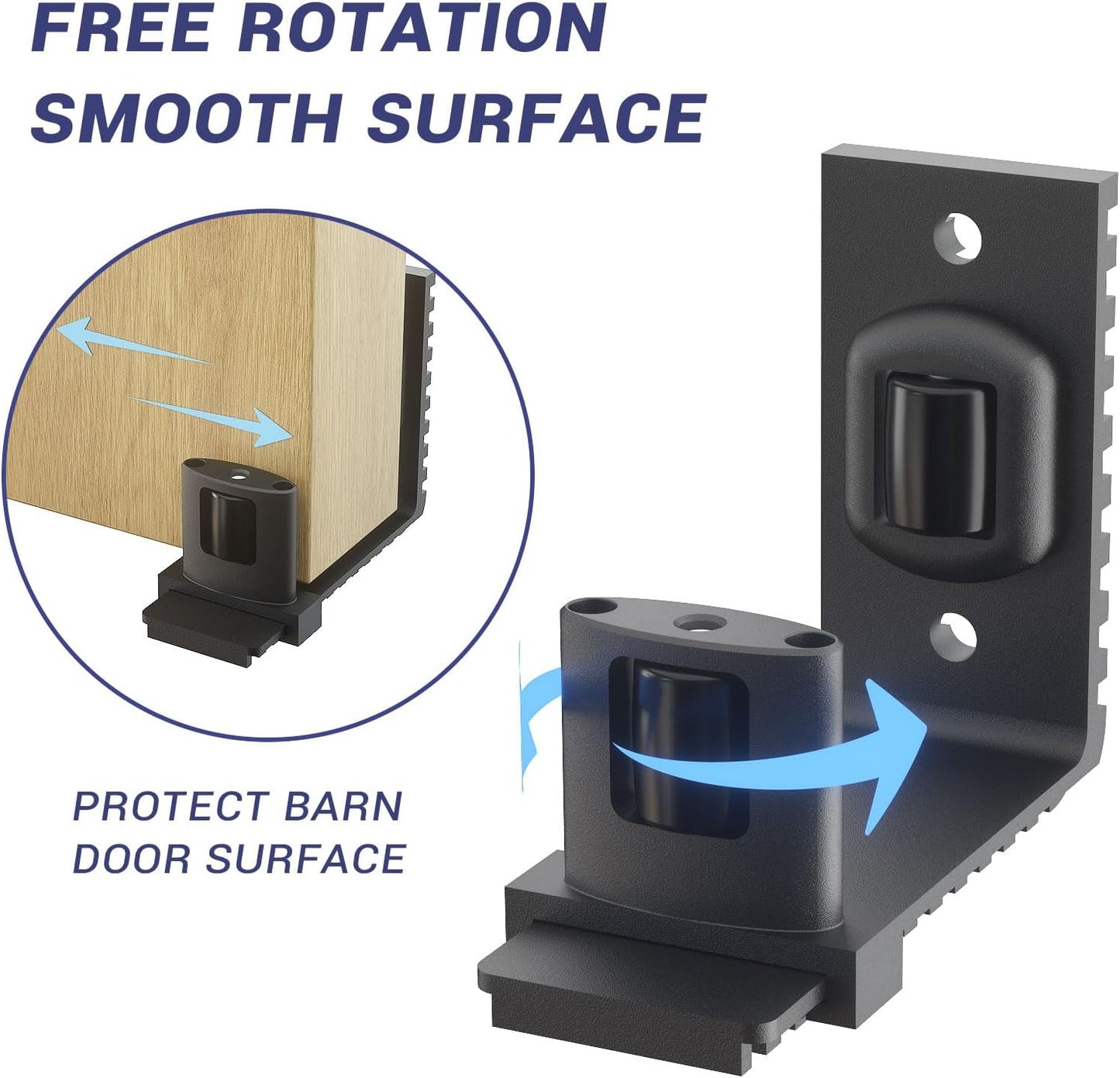 TSMST Schiebetür-Bodenführung,verstellbare Scheunentorführung,schwarz,Scheunentor-Rolle für max.5,1cm dicke Tür,Scheunentor-Bodenrolle,Wandhalterung,Aluminium