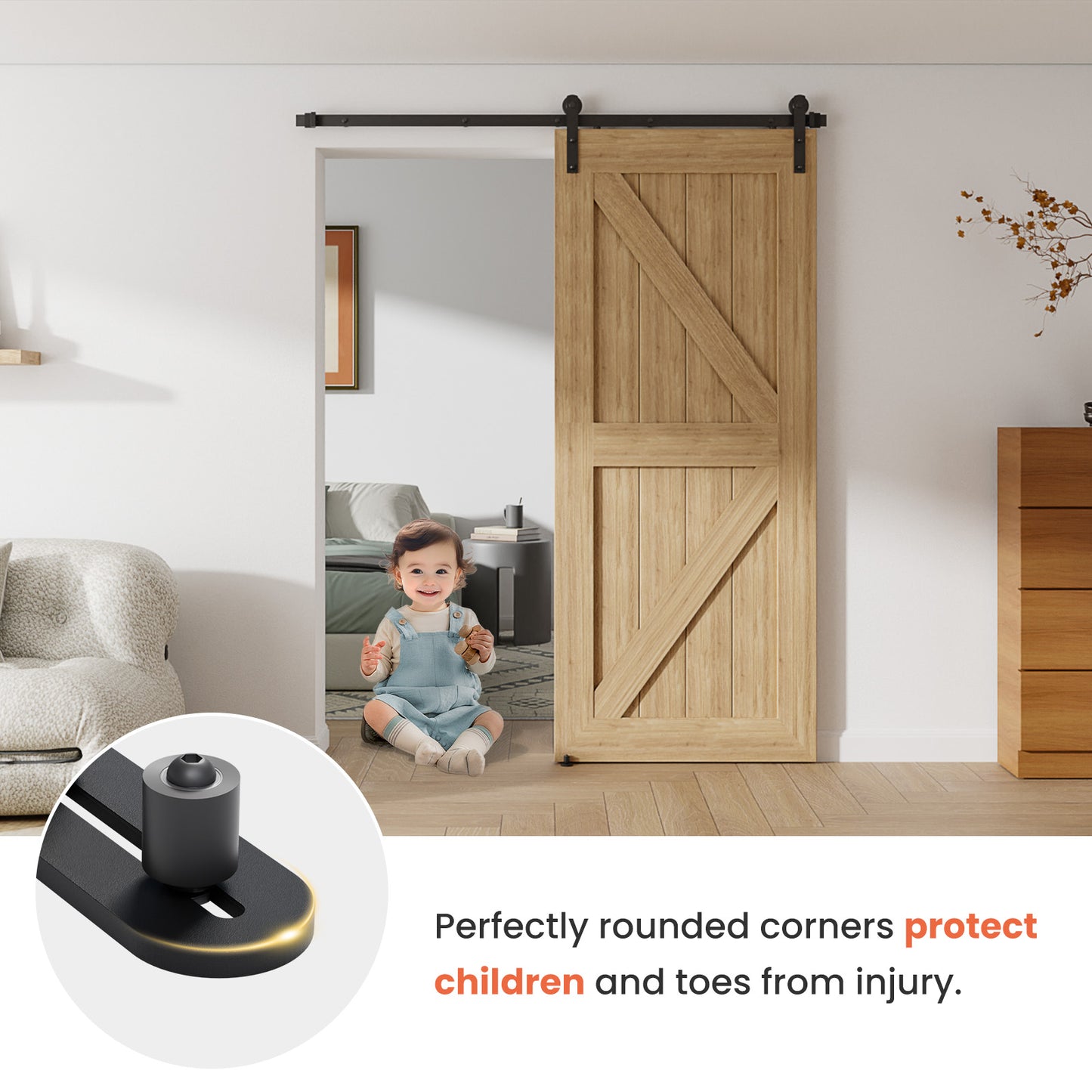 TSMST 2 Pack Sliding Barn Door Bottom Floor Guide,Adjustable Wall Mount Roller Guides,Flush Flat Bottom Design,Roller Ball Smooth,Stable and Smooth,Black