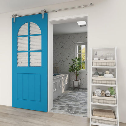 TSMST 200cm/6.6ft Edelstahl Laufschiene Schiebetürbeschlag für Einzelne Holztüren, Reibungslos und Leise (Y-Form-Aufhänger)