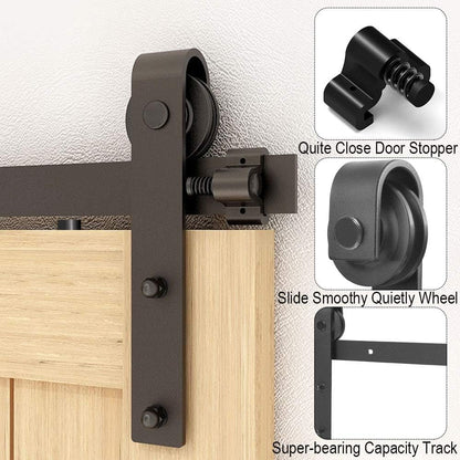 TSMST 200CM/6.6FT Sliding Barn Door Hardware Kit Track Roller Closet Accessory for Double Door