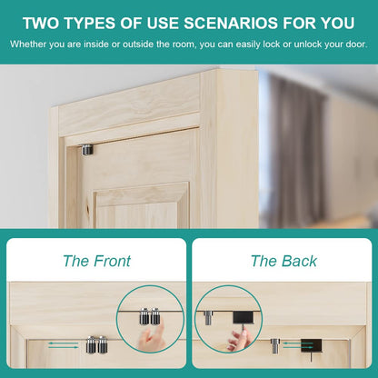 TSMST Child Proof Door Top Lock, Security Door Lock with Double Adjustable Roller, Prevent Scratch Door, Solid and Safety, Black, 1 PCS