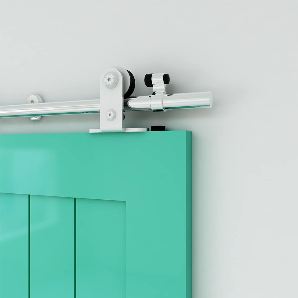 TSMST 183CM/6FT Schiebetürbeschläge Schiebetüren Schiebetürsystem Komplettset Laufschiene Rollen Set Edelstahl T-Form