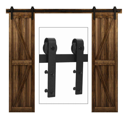 335cm-11FT Schiebetürbeschlag Set Schiebetürsystem Laufschiene Innentüren Trennwände Flaschenzug aus Karbonstahl, für Doppeltür