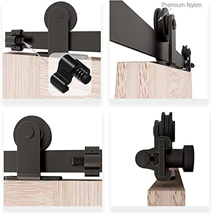 TSMST 5FT/152CM Sliding Door Track Kit, Internal Barn Sliding Wood Doors Rail T Mount Hangers Black for Single Door