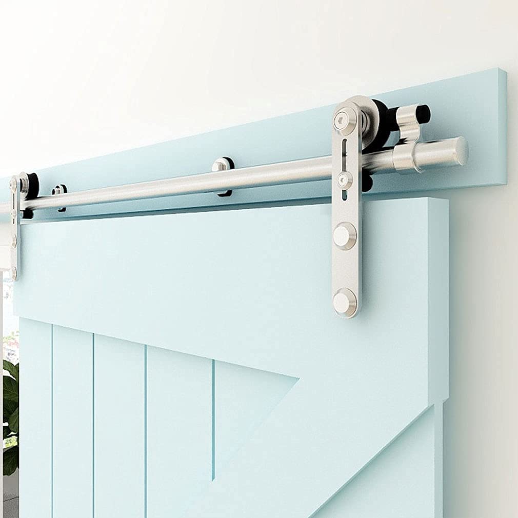 5FT/152cm Interior Stainless Steel Sliding Barn Single Door Hardware Track Roller Flat Hanger Rail Kit For Wood Door