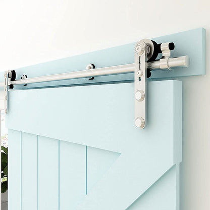 5FT/152cm Interior Stainless Steel Sliding Barn Single Door Hardware Track Roller Flat Hanger Rail Kit For Wood Door