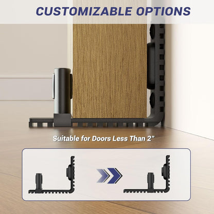 TSMST Schiebetür-Bodenführung,verstellbare Scheunentorführung,schwarz,Scheunentor-Rolle für max.5,1cm dicke Tür,Scheunentor-Bodenrolle,Wandhalterung,Aluminium