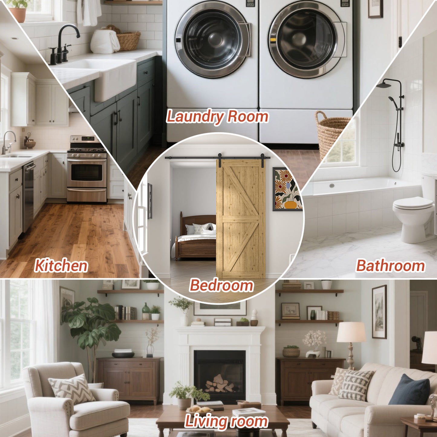 TSMST 6.7FT/202cm Schiebetürsystem Komplett-Set für Schiebetüren,Schwarz Schienen-Kit Passend für eine einzelne Holztür, J-Form