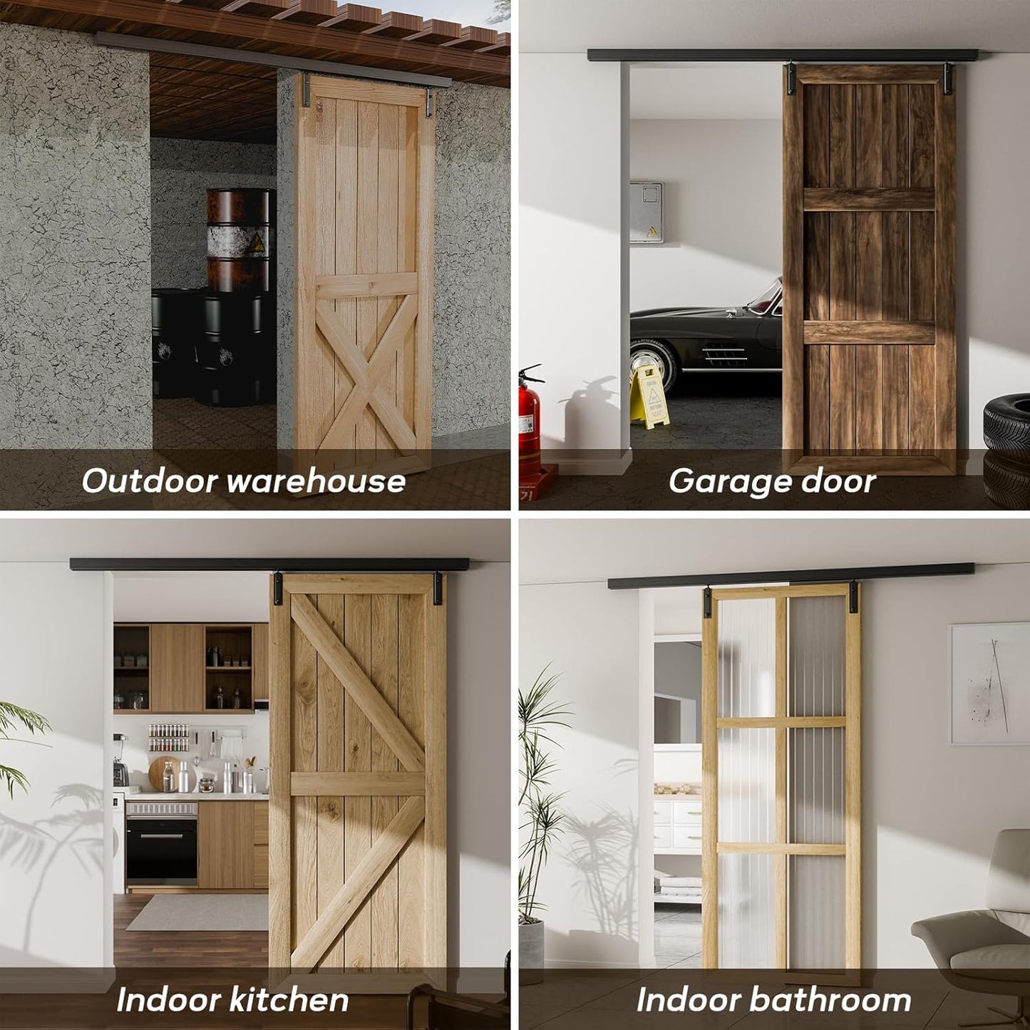 TSMST 152cm Deckenmontage Schiebetürsystem Komplett-Set Schiebetür Set schiene laufschienen mit schiebetürbeschlag