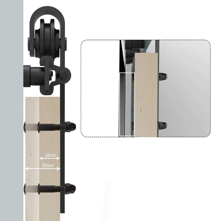 TSMST 305CM/10FT Sliding Door Track Barn Door Hardware Kit Closet Rail Roller Accessory Adjustable Floor Guide