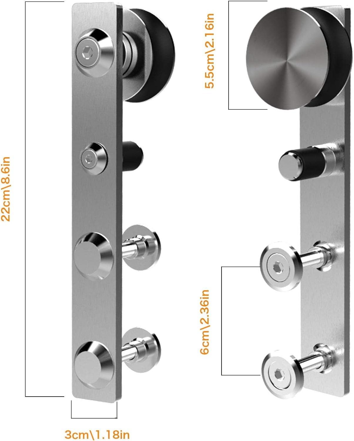 TSMST 5FT Stainless Sliding Barn Door Hardware Kit for Single Wooden Door,Smoothly and Quietly,Fit 30" Door Panel(J Shape Hanger)