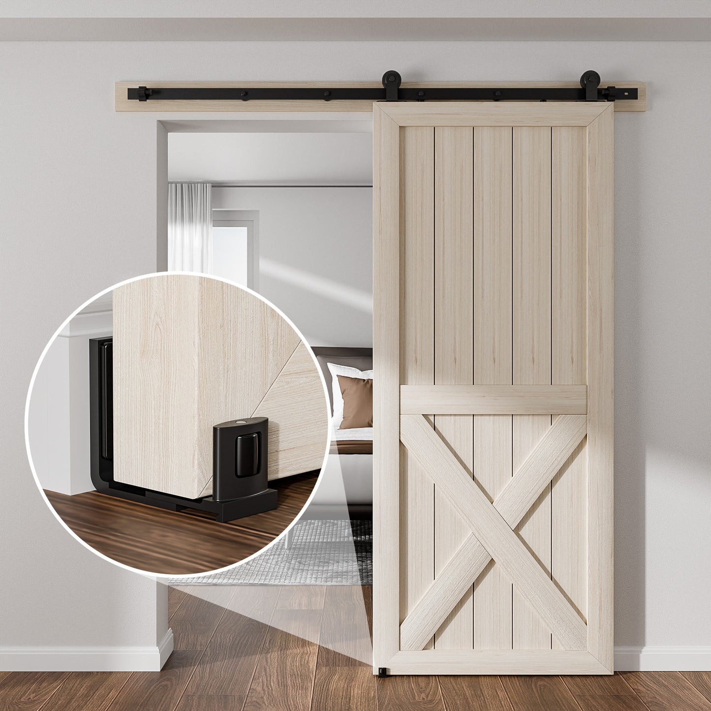 TSMST Sliding Barn Door Adjustable Roller Floor Guide Wall/Door Bottom Guide Flat Style Upgrade