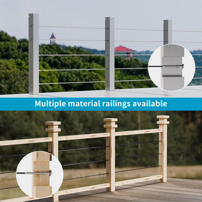 40 Pack 1/8" Stainless Steel Invisible Receiver and Swage Stud End Cable Railing, Deck Stair Threaded End Fitting for Wood & Metal Post, T316 Marine Grade Stainless Steel