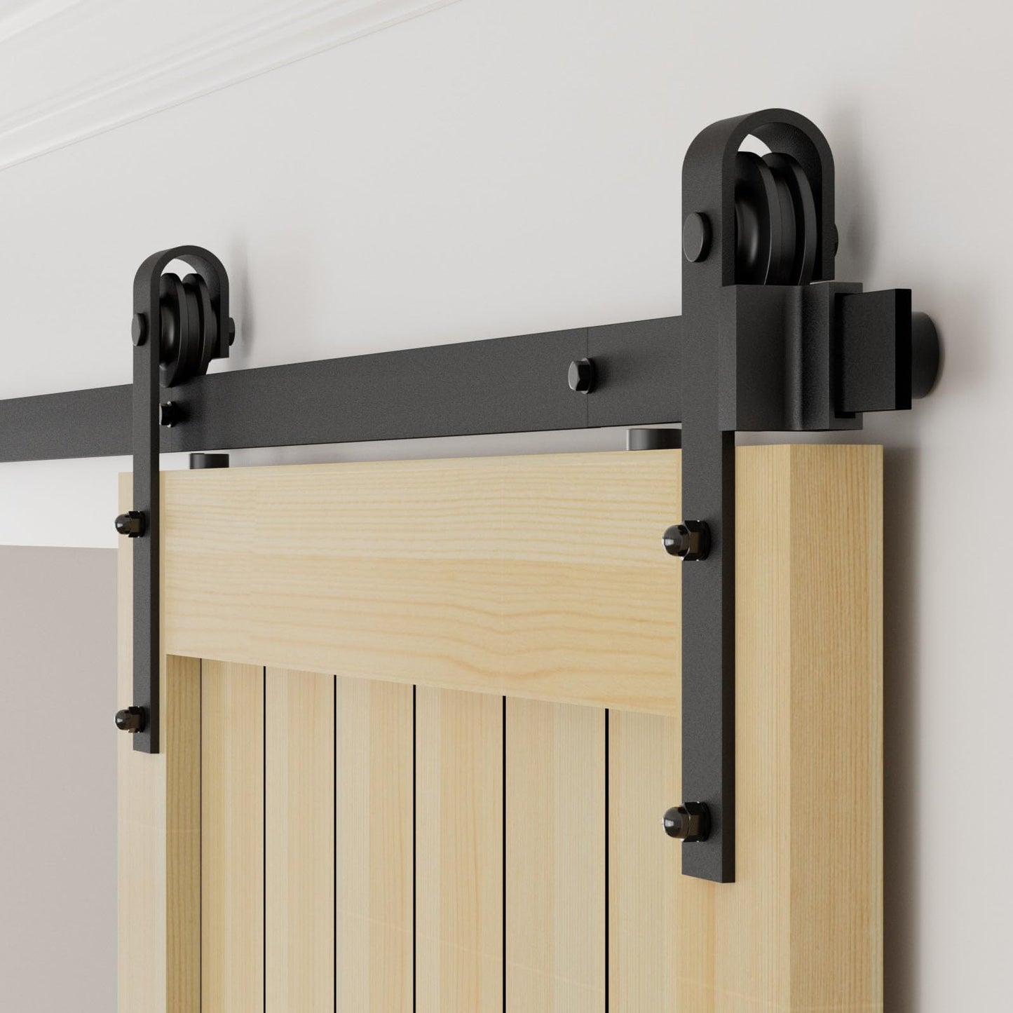 TSMST 6.6FT/79.2" Sliding Barn Door Hardware Kit with Barn Door Floor Guide fit 40" Single Wooden Door, Smoothly and Quietly Easy to Install