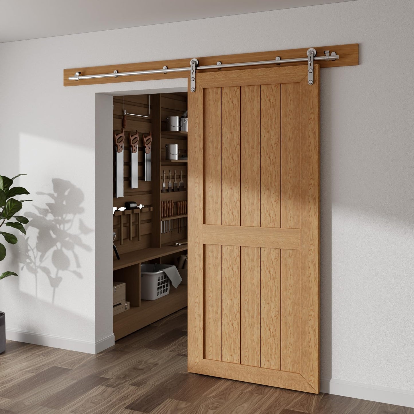 TSMST 305CM/10FT Sliding Barn Door Hardware Kit Track Roller Closet Accessory for Single Door