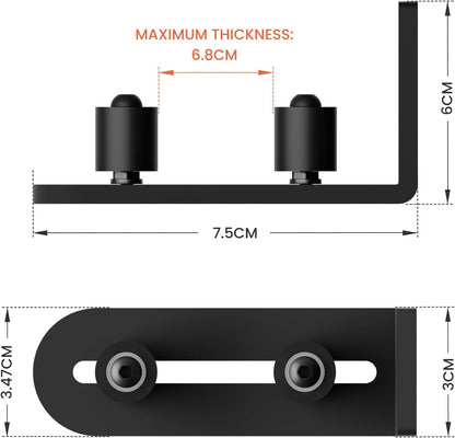 TSMST Bodenführung Schiebetür Fit Max 7cm Dicke Tür, Doppelroller Schiebetür Führung Boden, Glatt und Leise