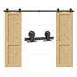 TSMST 200CM/6.6FT Sliding Barn Door Hardware Kit Track Roller Closet Accessory for Double Door
