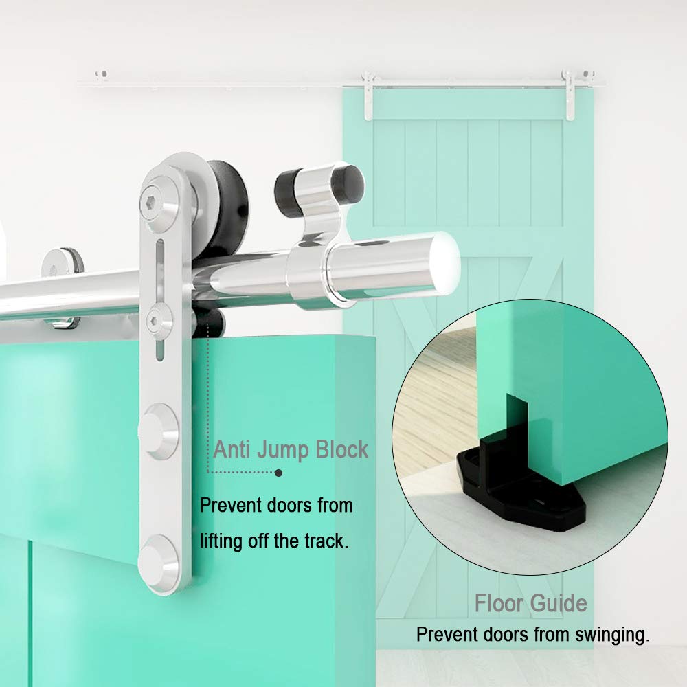 TSMST 244CM/8FT Sliding Door Track Barn Door Hardware Kit Closet Rail Roller Accessory Stainless Steel Material