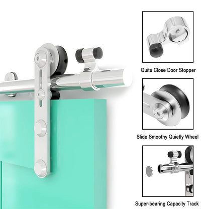 TSMST 244CM/8FT Sliding Door Track Barn Door Hardware Kit Closet Rail Roller Accessory Stainless Steel Material