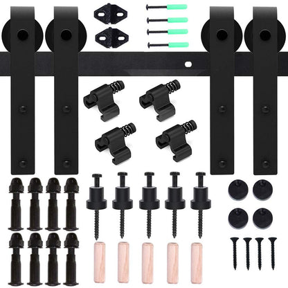 335cm-11FT Schiebetürbeschlag Set Schiebetürsystem Laufschiene Innentüren Trennwände Flaschenzug aus Karbonstahl, für Doppeltür