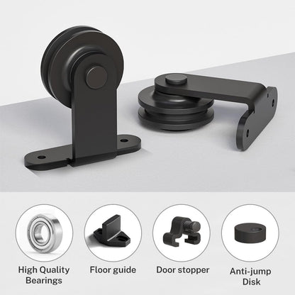 TSMST 183CM/6FT Schiebetürbeschläge Schiebetüren Schiebetürsystem Komplettset Laufschiene Rollen Set T-Form