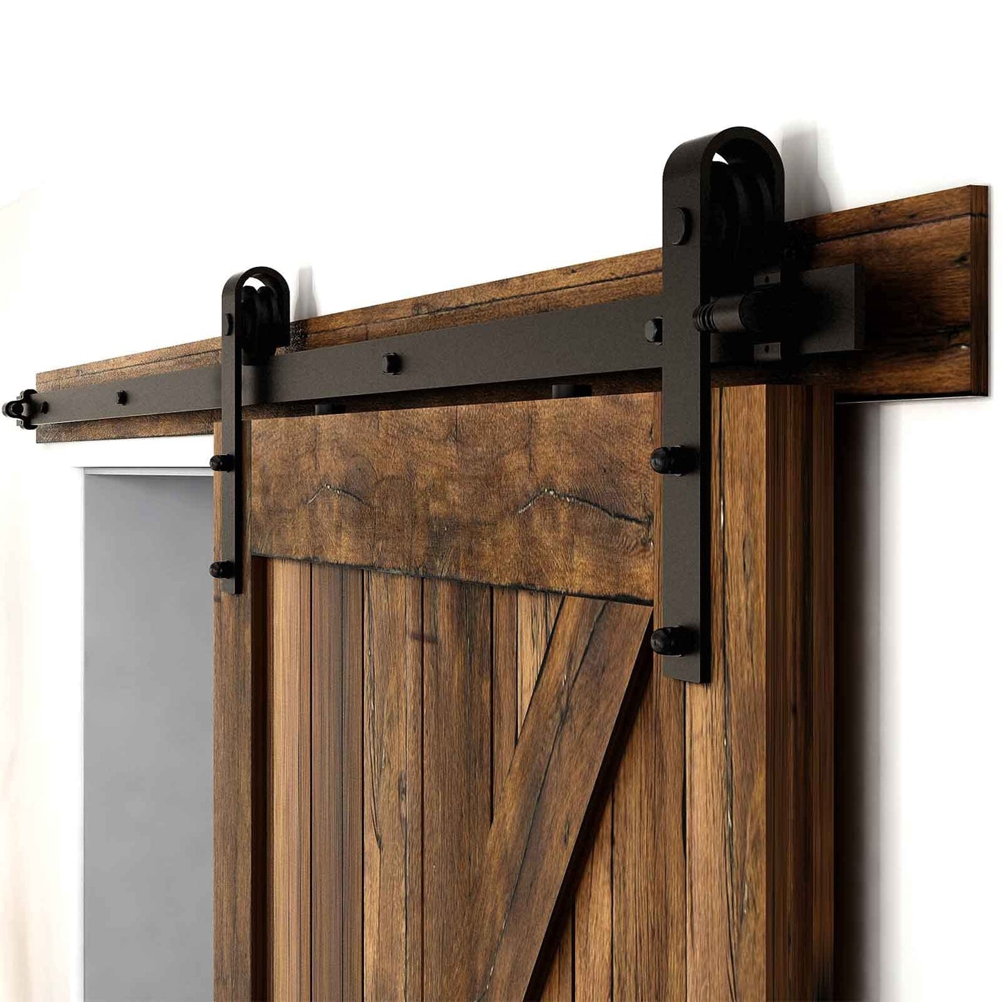 213cm/7FT Schiebetürbeschlag Set Schiebetürsystem Zubehörteil für Schiebetüren Innentüren, Schwarz/Sliding Barn Door Hardware Kit