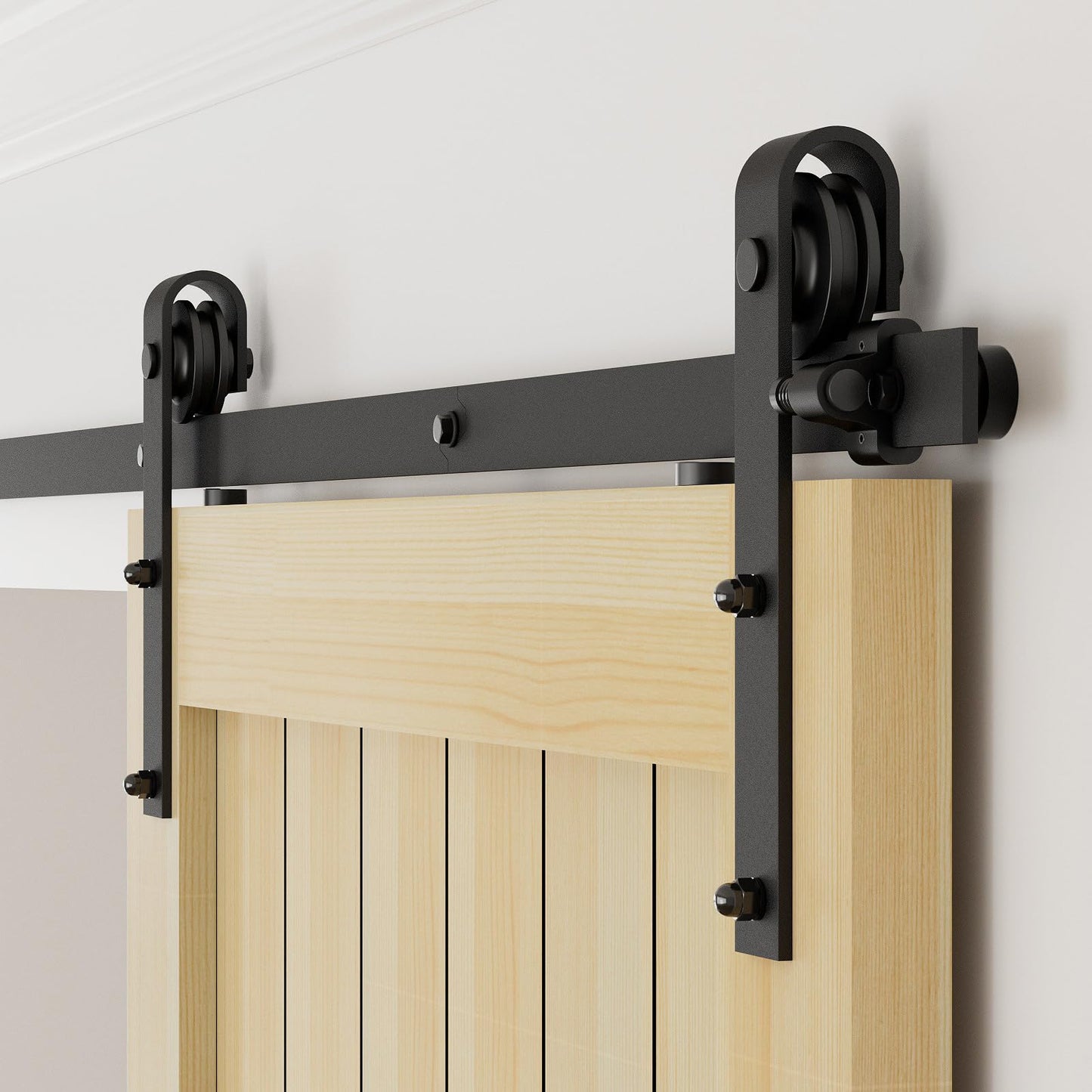 TSMST 170CM/5.6FT Sliding Door Track Barn Door Hardware Kit Closet Rail Roller Accessory Adjustable Floor Guide