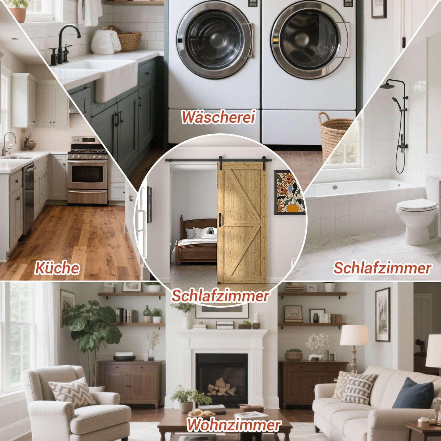 TSMST 200cm Heavy Duty Robuste Schiebetür Hardware Kit, schwarz, (Ganzes Set beinhaltet 1x Zuggriff Set, 1x Bodenführung) Fit Max 100cm breite Türverkleidung (J Form Aufhänger)