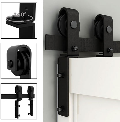 TSMST 107cm/3.5FT Bi-Falte Schiebetürsystem Komplett-Set, Platzsparende Scheunentür Spur Set für 2 Türen,Grundlegender Stil, Glatt und Ruhig (keine Tür)