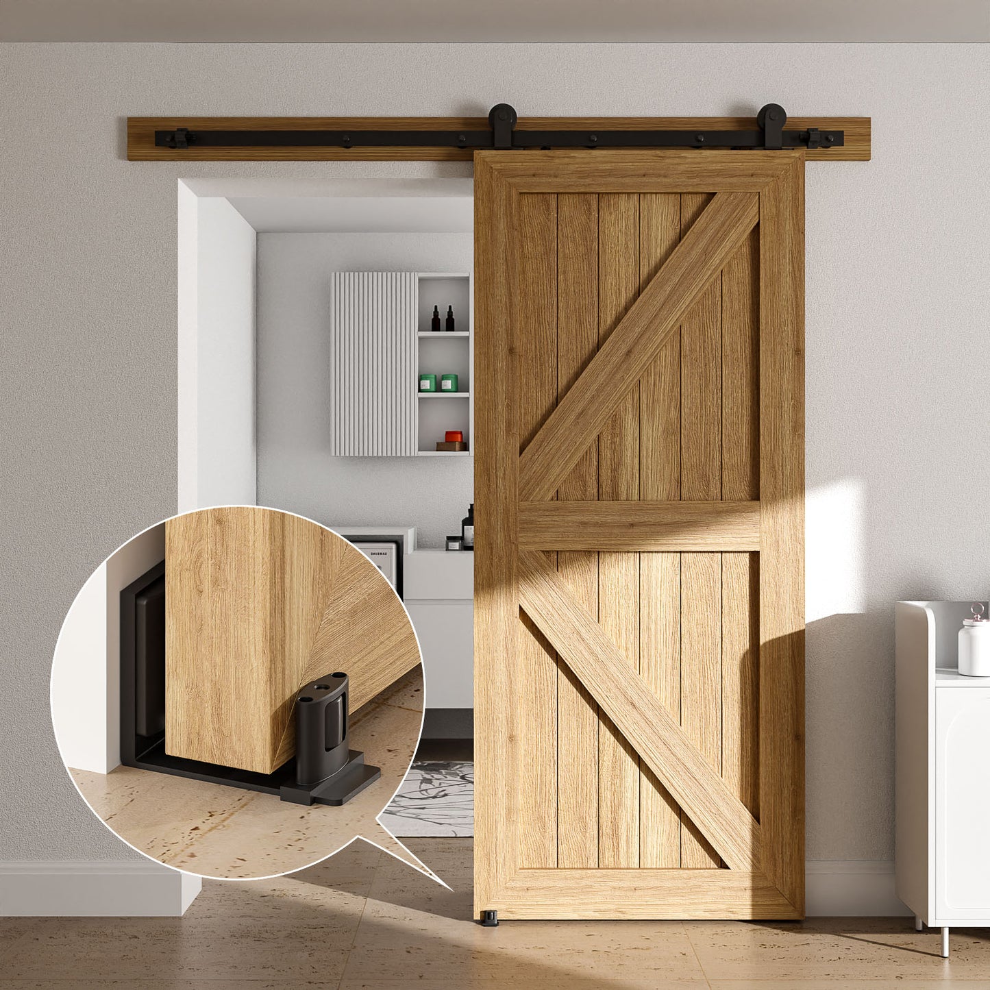 TSMST Sliding Barn Door Adjustable Roller Floor Guide Wall/Door Bottom Guide Flat Style