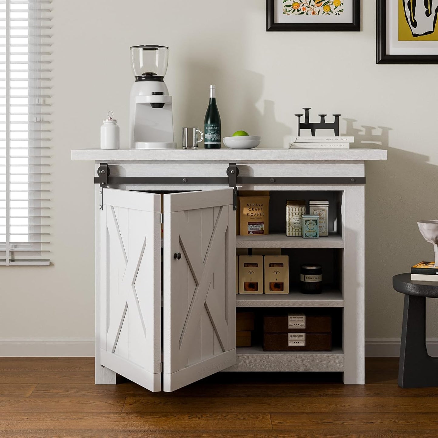 TSMST 3ft/91.5cm Bi-Falte Cabinet Mini Schiebetür Hardware Kit, Single Barn Door Track Set, Bewerben Sie sich für Speicher Fenster TV Stand Schrank (kein Schrank)TSMST 3ft/91.5cm Bi-Falte Cabinet Mini Schiebetür Hardware Kit, Single Barn Door Track S