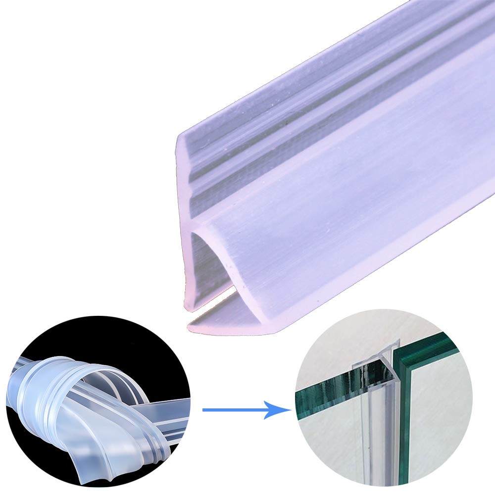 TSMST Glass Shower Door Seal Strip,120 Inch Soft Shower Door Sweep Seal Strip to Stop Leaks for 3/8" Framelss Glass Door,Style 1
