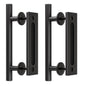 TSMST 24CM Sliding Door Handle Double Sided Barn Door Handle Embedded Invisible Alloy Steel Frosted Black 2PC