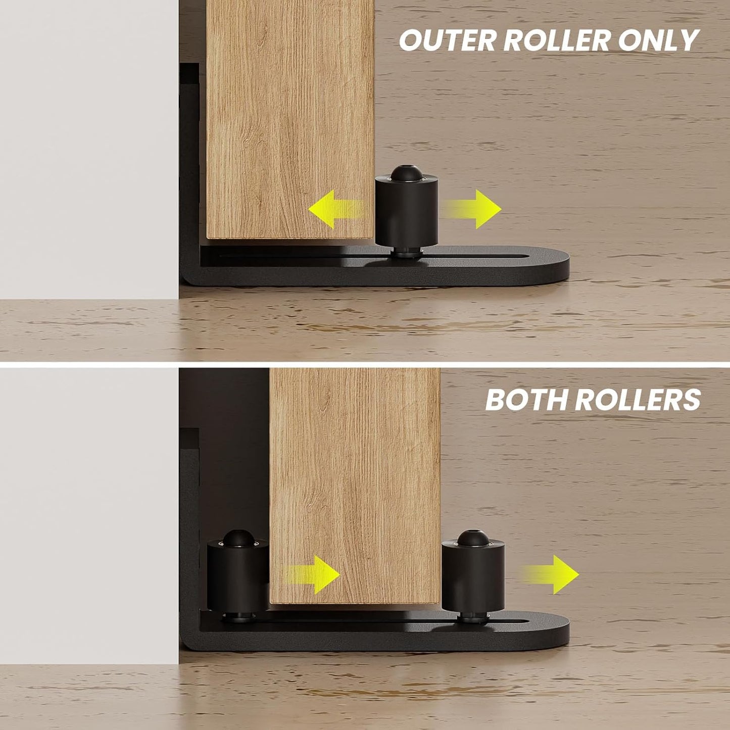 TSMST Bodenführung Schiebetür Fit Max 7cm Dicke Tür, Doppelroller Schiebetür Führung Boden, Glatt und Leise