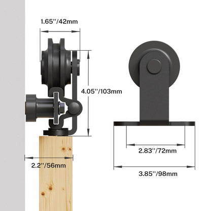 TSMST 168 cm / 5.5 ft sliding door fittings, sliding door system, complete set, running rail, castors set, adjustable floor rails, T-shape