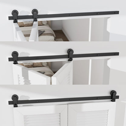 TSMST 100CM/3.3FT Bi-Folding Sliding Barn Door Hardware Kit, Heavy Duty Sturdy Barn Door Track Set, Smoothly and Quietly, for 2 Doors [Hardware Kit Only, No Door ]