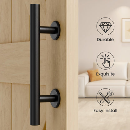 TSMST 30CM Sliding Door Handle Double Sided Barn Door Handle Embedded Invisible Alloy Steel Frosted Black