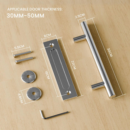 TSMST 30CM Sliding Door Handle Double Sided Barn Door Handle Embedded Invisible Stainless Steel