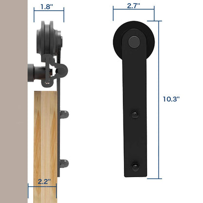 CCJH 12FT Heavy Duty Sliding Barn Wood Door Hardware Track Kit - Smoothly and Stable - Easy Installation - 12 Foot Rail Double Door Kit (I Shaped Hangers)