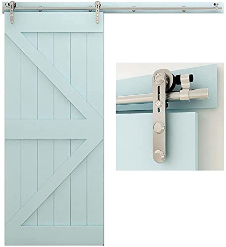 5FT/152cm Interior Stainless Steel Sliding Barn Single Door Hardware Track Roller Flat Hanger Rail Kit For Wood Door