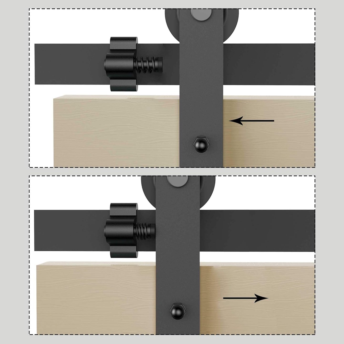 TSMST 152cm Schiebetürsystem Komplett Set für Schiebetüren mit Bodenführung Schwarz Schienen Kit Passend für eine einzelne Holztür, J-Form